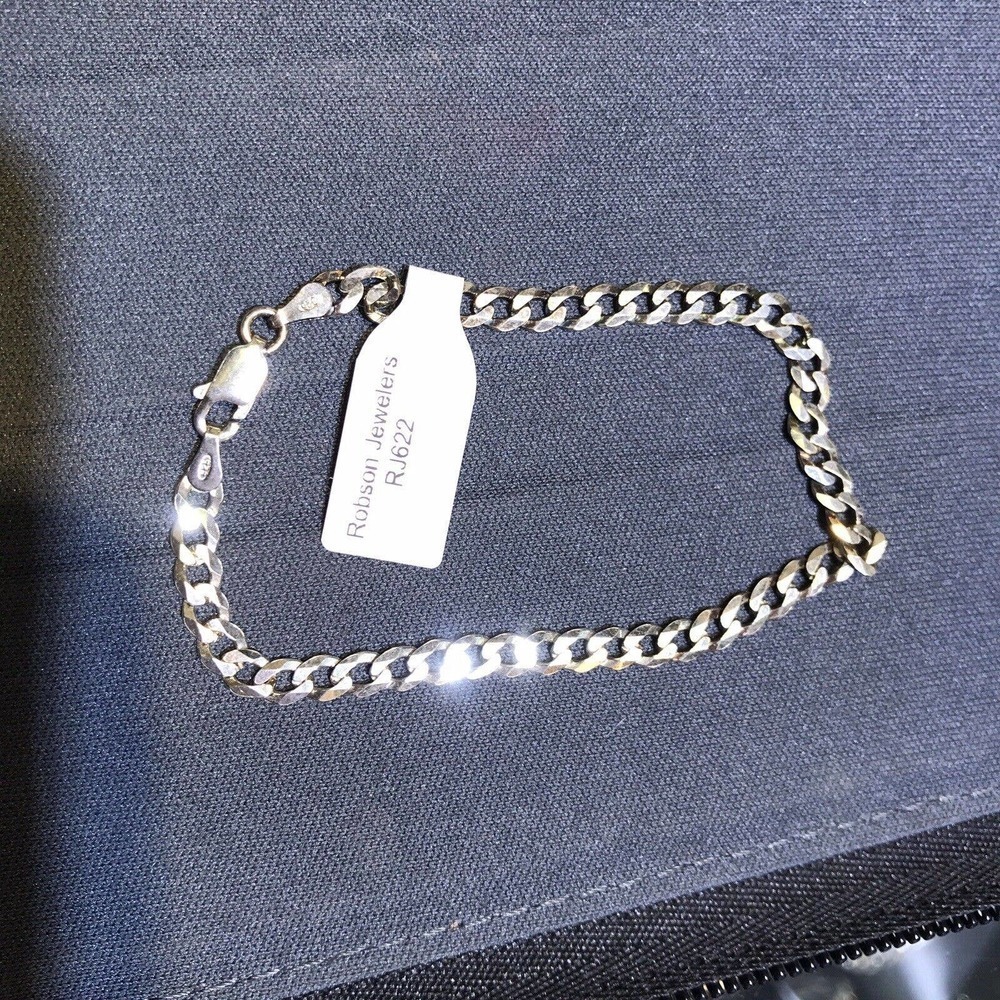 Bracelet Sterling Silver 925 CubanLink Chain Chain Claw Clasp Stamped 7"